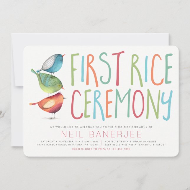 Invitation Cérémonie de la Birdie First Rice Annaprashan (Devant)