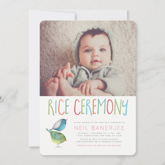 Invitation Cérémonie de la Birdie First Rice Annaprashan (Devant)