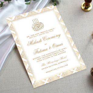 Invitation Cérémonie de la crème ornate Motif d'or Musique is