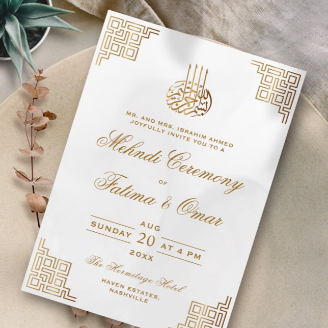 Invitation Cérémonie de la frontière géométrique de l'or isla (Créateur téléchargé)