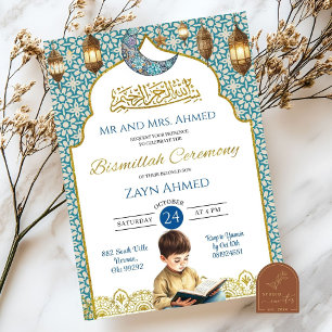 Invitation Cérémonie de la Moon Islamic Boy Bismillah
