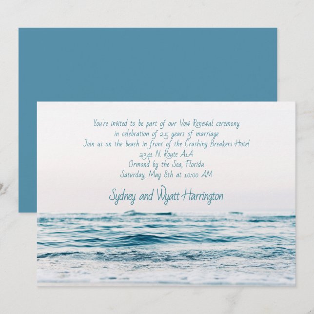 Invitation Cérémonie de la plage Anniversaire Océan Water Inv (Devant / Derrière)