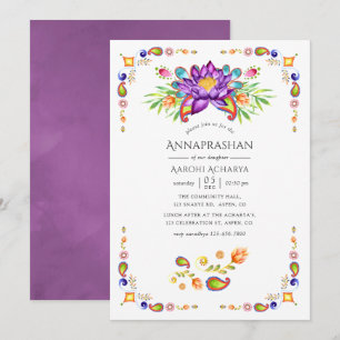 Invitation Cérémonie de la première prise de riz Floral Paisl