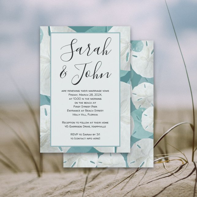 Invitation Cérémonie de l'anniversaire de la plage Vows Sand  (Créateur téléchargé)