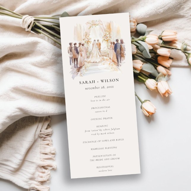 Invitation Cérémonie de mariage Blush Mariage Canopy Programm (Créateur téléchargé)