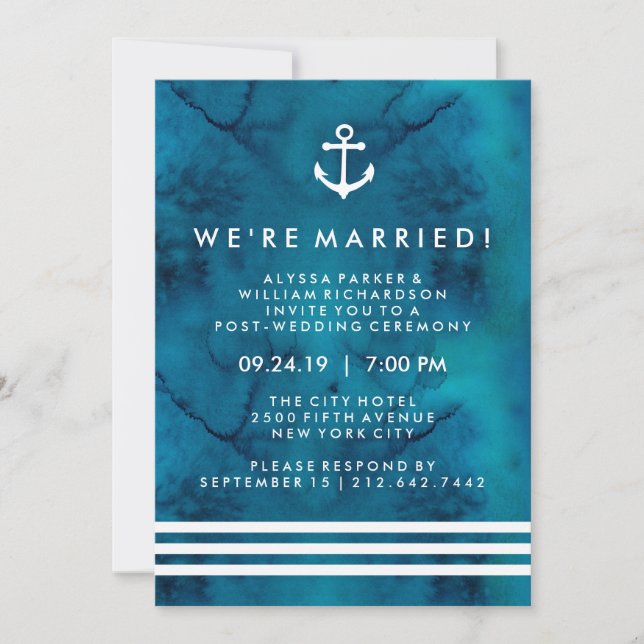Invitation Cérémonie de Mariage de la poste nautique de coule (Devant)