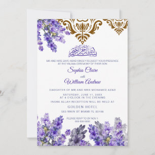 Invitation cérémonie de mariage islamique Valima Florale Aven