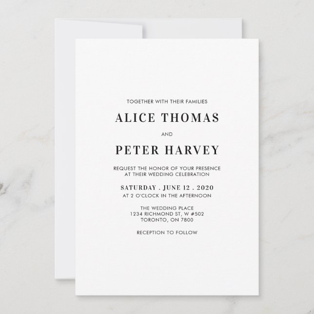 Invitation Cérémonie de Mariage Monogramme moderne simple Inv (Devant)