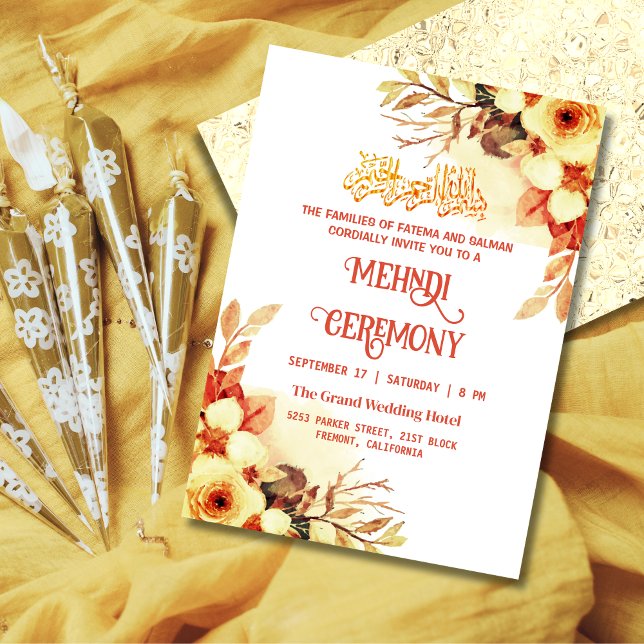 Invitation Cérémonie de Mehndi Floral musulman (Créateur téléchargé)