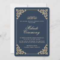 Cérémonie de Mehndi Henna Bleu Marine Baroque Vint