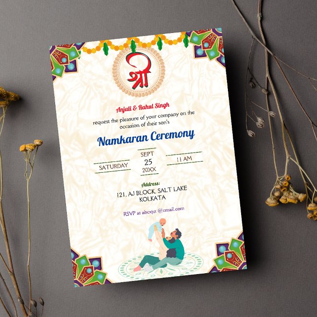 Invitation Cérémonie de Naming Hindu Namkaran (Créateur téléchargé)