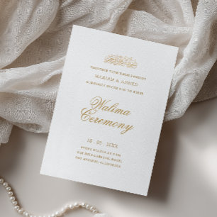 Invitation Cérémonie de réception Walima en or minimaliste mo