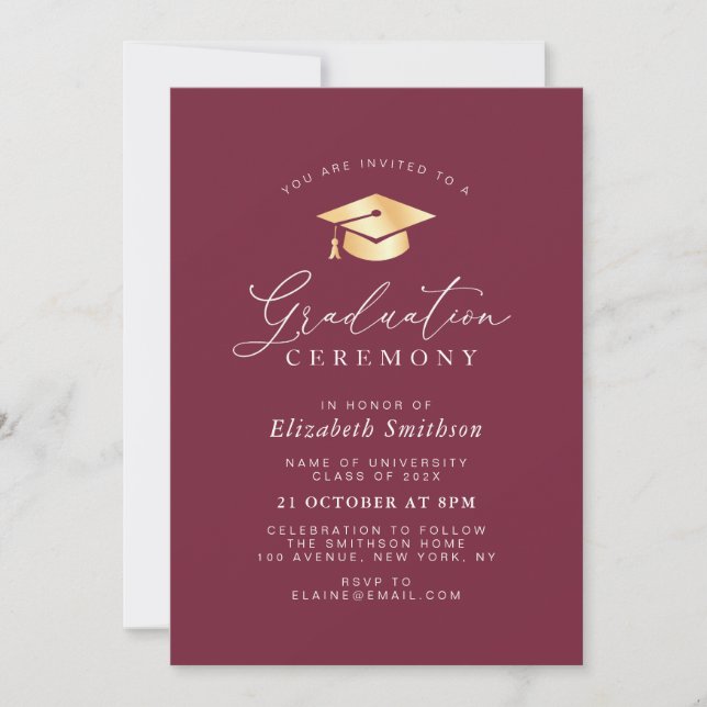 Invitation cérémonie de remise de diplômes simple et moderne (Devant)