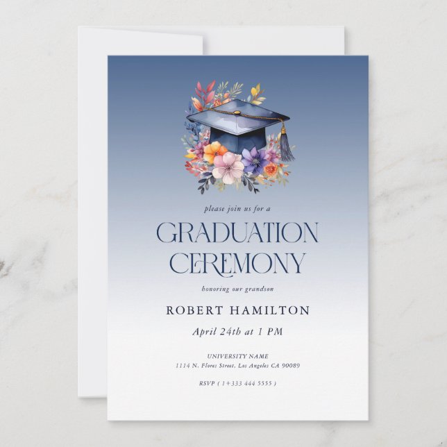 Invitation Cérémonie de remise des diplômes de Casquette Flor (Devant)