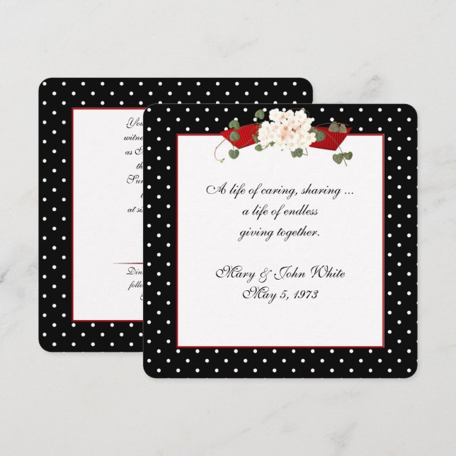 Invitation Cérémonie de renouvellement de Polka Dot Vow (Devant / Derrière)