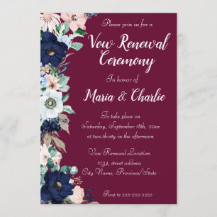 Invitation Cérémonie de renouvellement de Vow Élégant Florals