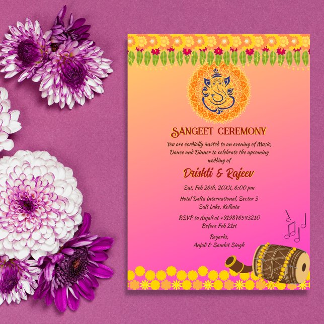 Invitation Cérémonie de Sangeet avant le mariage indien (Créateur téléchargé)
