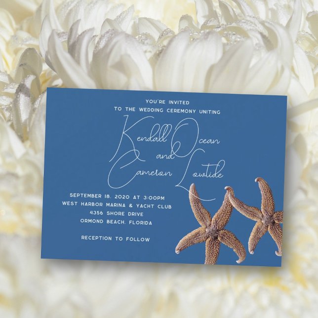 Invitation Cérémonie de Starfish Couple Marine Blue (Créateur téléchargé)