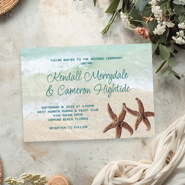 Invitation Cérémonie de Starfish Couple Seashore (Créateur téléchargé)