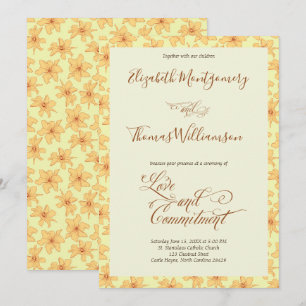 Invitation Cérémonie d'engagement floral jaune doux Invitatio