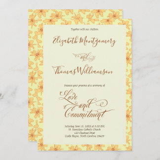 Invitation Cérémonie d'engagement floral jaune doux Invitatio