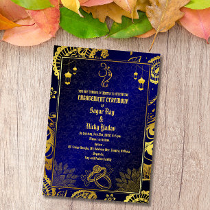 Invitation Cérémonie d'engagement hindou indien avec éléments