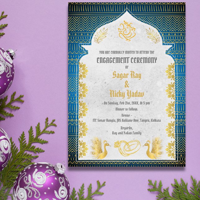 Invitation Cérémonie d'engagement hindou indienne avec élémen (Créateur téléchargé)