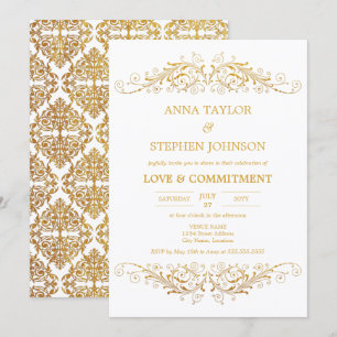 Invitation Cérémonie d'engagement vintage Gold Flourish