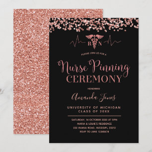 Invitation Cérémonie d'épinglage d'infirmière noire ROSE FAUX