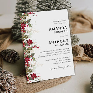 Invitation Cérémonie des Mariages de Noël Red Poinsettia