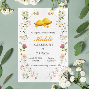 Invitation Cérémonie d'Haldi Mariage indien simple