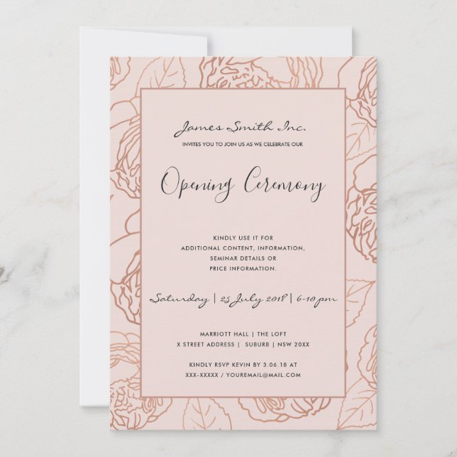 INVITATION CÉRÉMONIE D'OUVERTURE FLORALE ROSE ROSE ROSE LUXE (Devant)