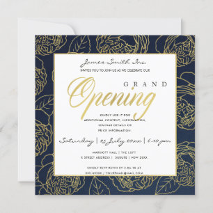 INVITATION CÉRÉMONIE D'OUVERTURE GRANDIOSE LUXE OR NAVY ROSE 