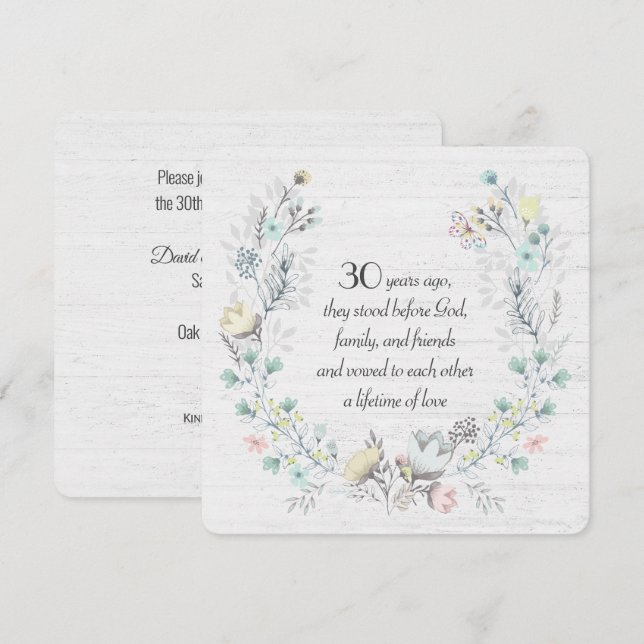 Invitation Cérémonie du 30e anniversaire sur le bois (Devant / Derrière)