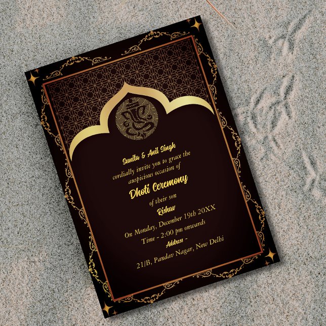 Invitation Cérémonie du Boy Dhoti indien Pancha Kattu Invit (Créateur téléchargé)
