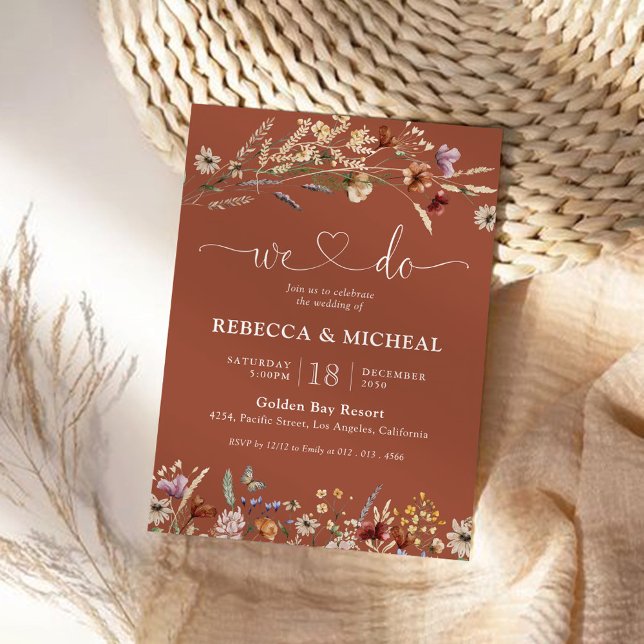 Invitation Cérémonie du Mariage Fleur sauvage minuscule de Te (Créateur téléchargé)