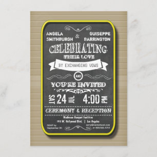 Invitation Cérémonie Et Réception Du Chalboard Lemon Neon