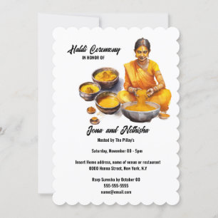 Invitation Cérémonie Haldi curcuma mariage de tradition indie