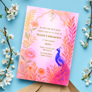 Invitation Cérémonie Haldi de la Mariée Indienne Décoration F