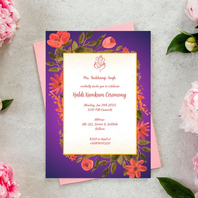 Invitation Cérémonie haldi kumkum (Créateur téléchargé)