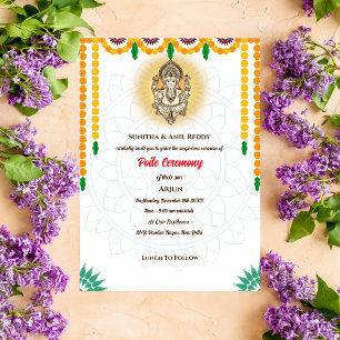 Invitation Cérémonie hindou de Janeu de Poite Upanayanam