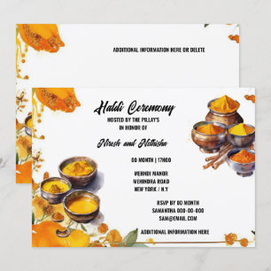 Invitation Cérémonie indienne de pâte haladi mariage traditio