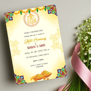 Invitation Cérémonie indienne Haldi Couple hindou Beau