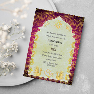 Invitation Cérémonie indienne hindou de la mariée Haldi Ganes