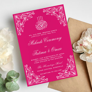 Invitation Cérémonie islamique moderne de henné rose musulman