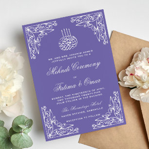 Invitation Cérémonie islamique moderne violet de henné musulm