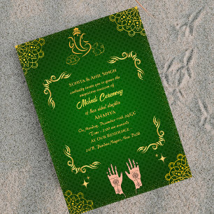 Invitation Cérémonie Mehndi de la mariée indienne Ganesha