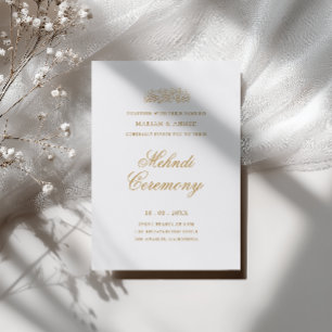 Invitation Cérémonie minimale moderne de henné Mehndi en or s
