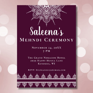 Invitation Cérémonie moderne de Mehndi Mandala violet