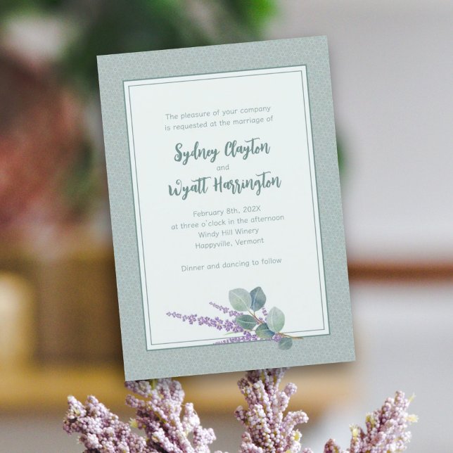 Invitation Cérémonie Simple Feuilles d'Eucalyptus Mariage (Créateur téléchargé)